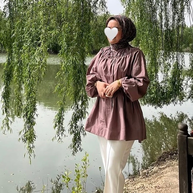 MANUKA - Bluse mit gerafftem Kragen
