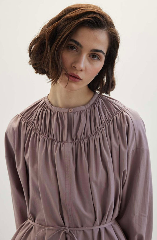 MANUKA - Bluse mit gerafftem Kragen Lila