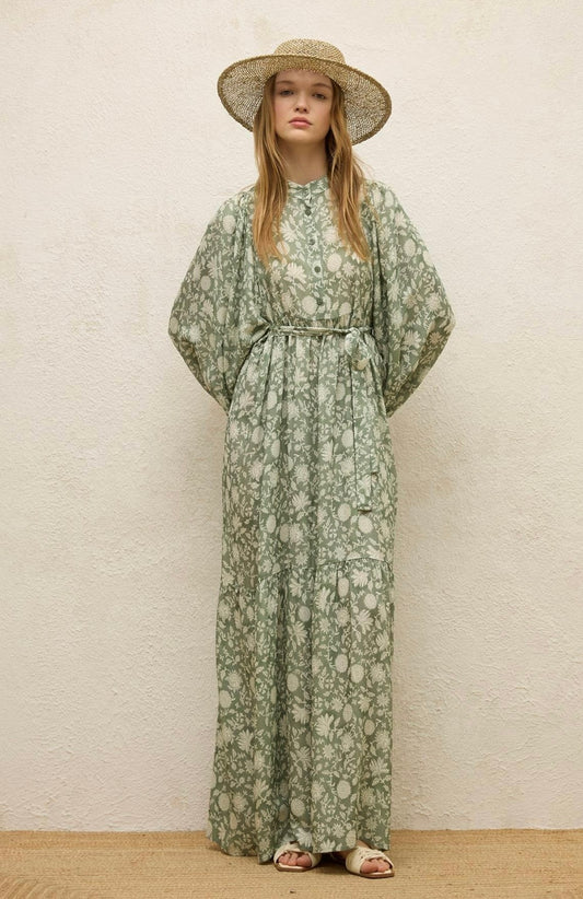 MANUKA - Ballonärmel Kleid Grün