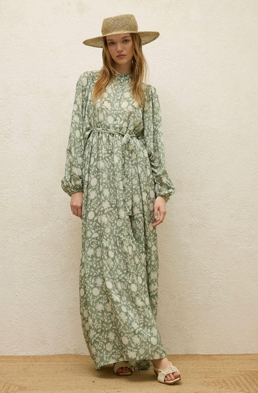 MANUKA - Ballonärmel Kleid Grün