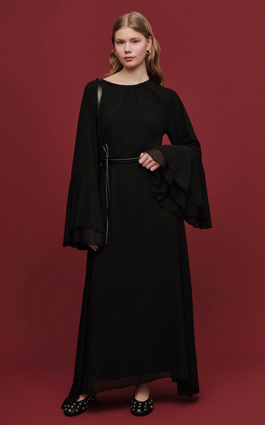 MANUKA - Chiffon Kleid Schwarz