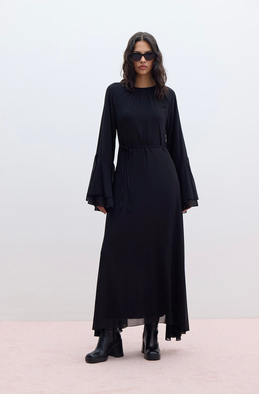 MANUKA - Chiffon Kleid Schwarz