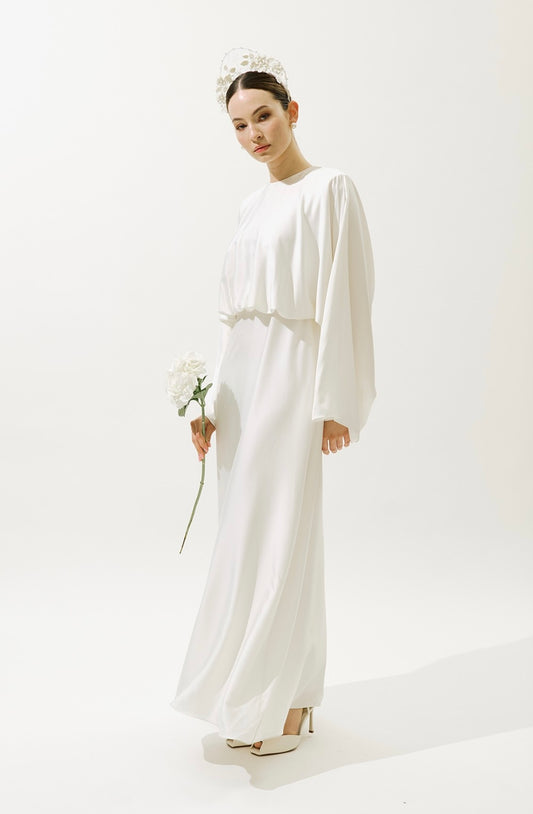 MANUKA - Adele Satin Abendkleid Weiß