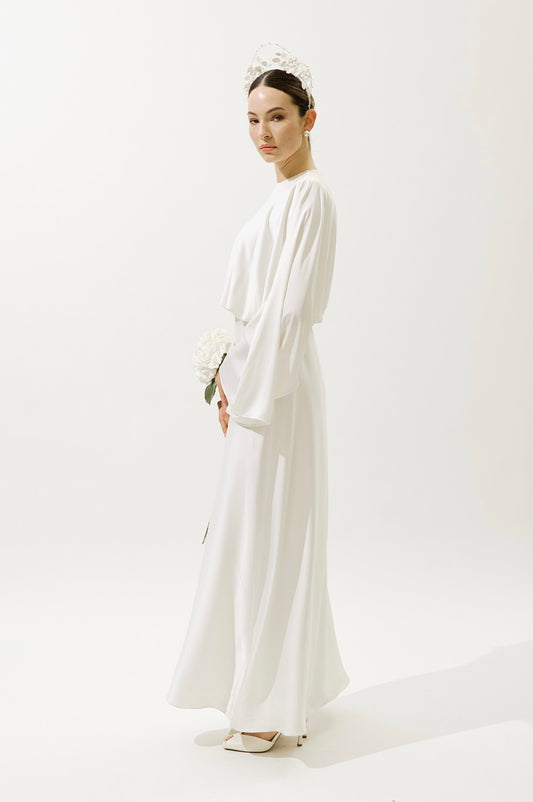 MANUKA - Adele Satin Abendkleid Weiß