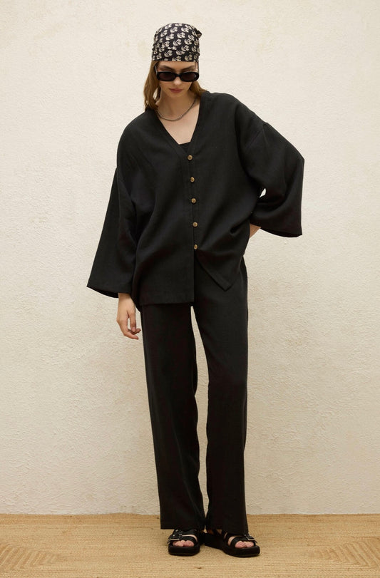 MANUKA - Leinen 2-Teiler Schwarz