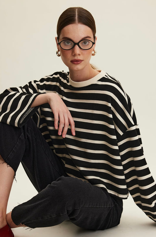 MANUKA - Oversize Crop Sweatshirt Schwarz