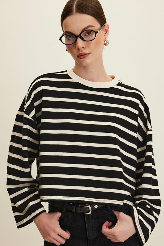 MANUKA - Oversize Crop Sweatshirt Schwarz