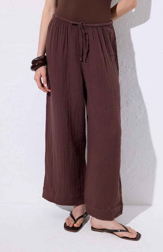 MANUKA - Musselin Hose Schokobraun