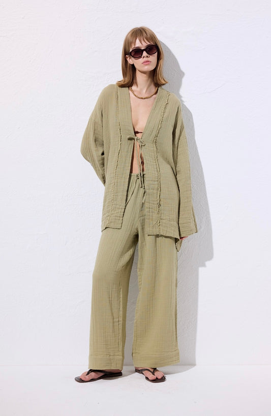 MANUKA - Musselin Kimono Grün