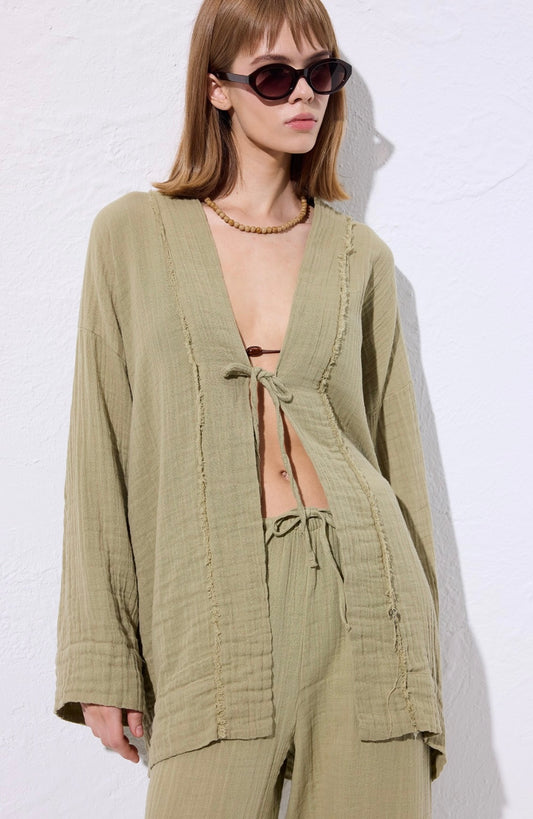 MANUKA - Musselin Kimono Grün