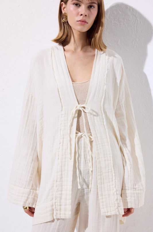 MANUKA - Musselin Kimono Ecru