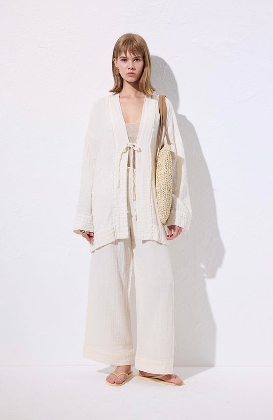 MANUKA - Musselin Kimono Ecru