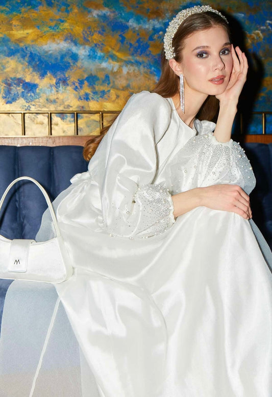 MANUKA - Perlenärmel Kleid