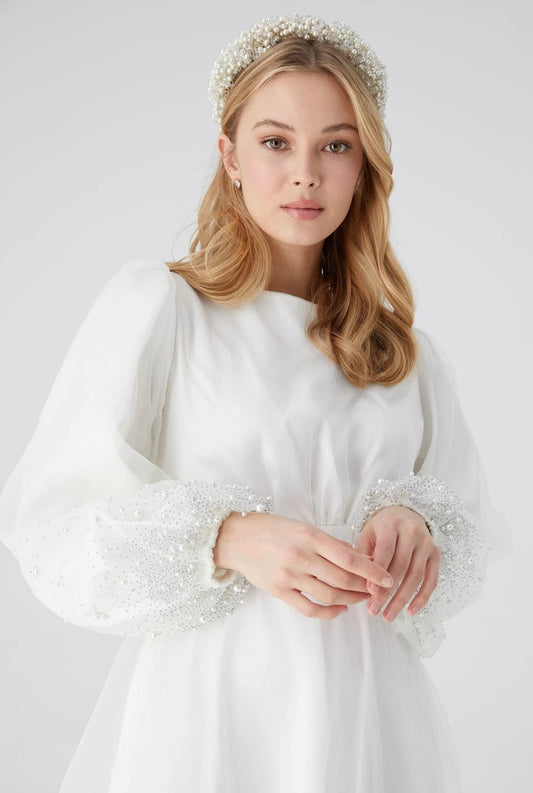 MANUKA - Perlenärmel Kleid