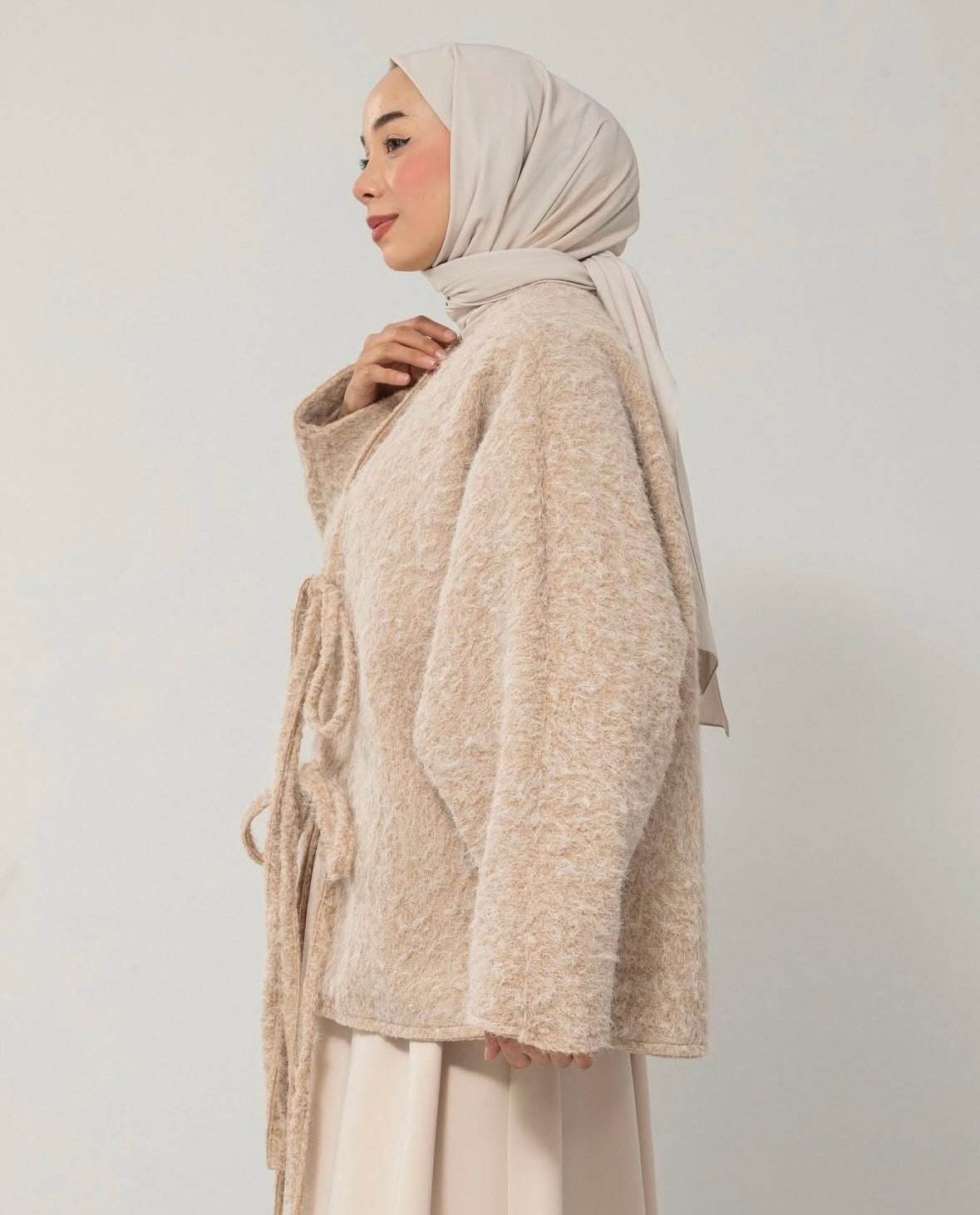 Flauschige Übergangsjacke - Beige