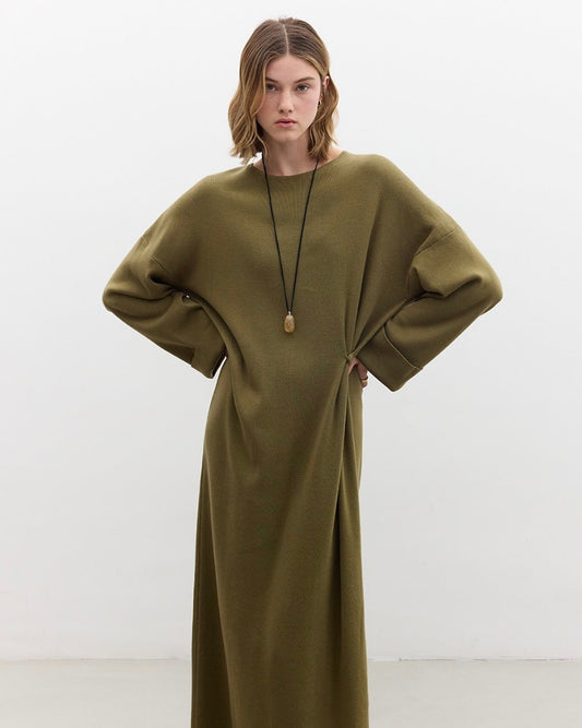 MANUKA - Strickkleid mit Knopfdetail Grün