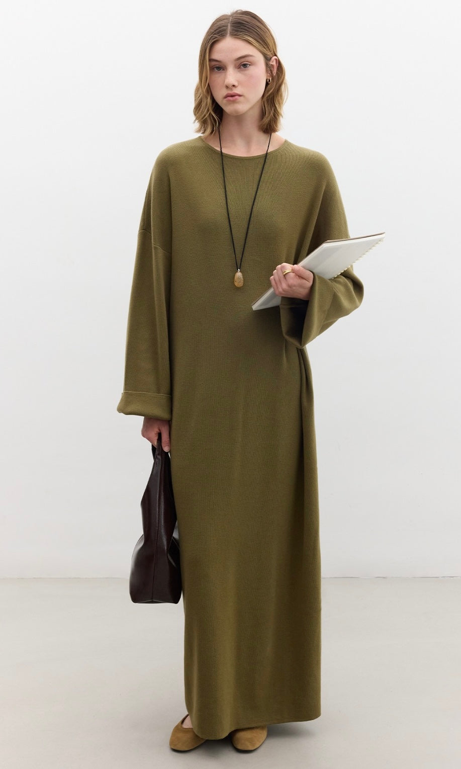 MANUKA - Strickkleid mit Knopfdetail Grün