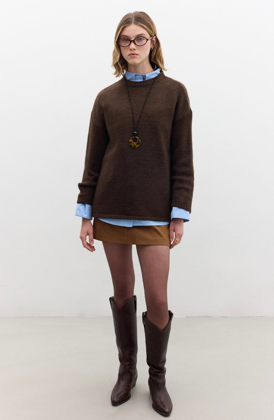 MANUKA - weicher Pullover Dunkelbraun