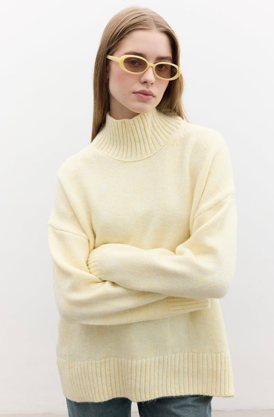 MANUKA - Rollkragen Pullover Softgelb