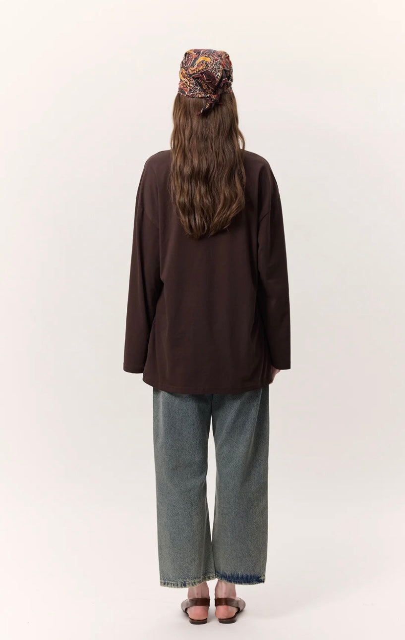 MANUKA - Oversize Shirt Dunkelbraun
