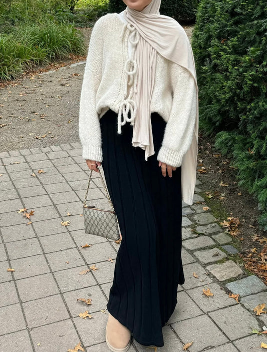 Cardigan mit Schleife - Beige