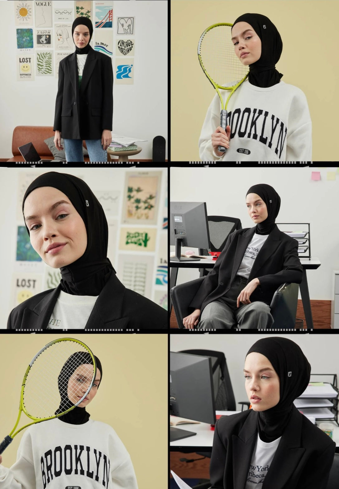 FRESH SCARFS - Athletic Hijab Schwarz