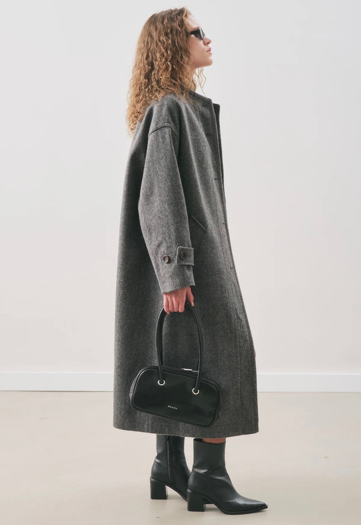 MANUKA - Wollmantel Antrazit