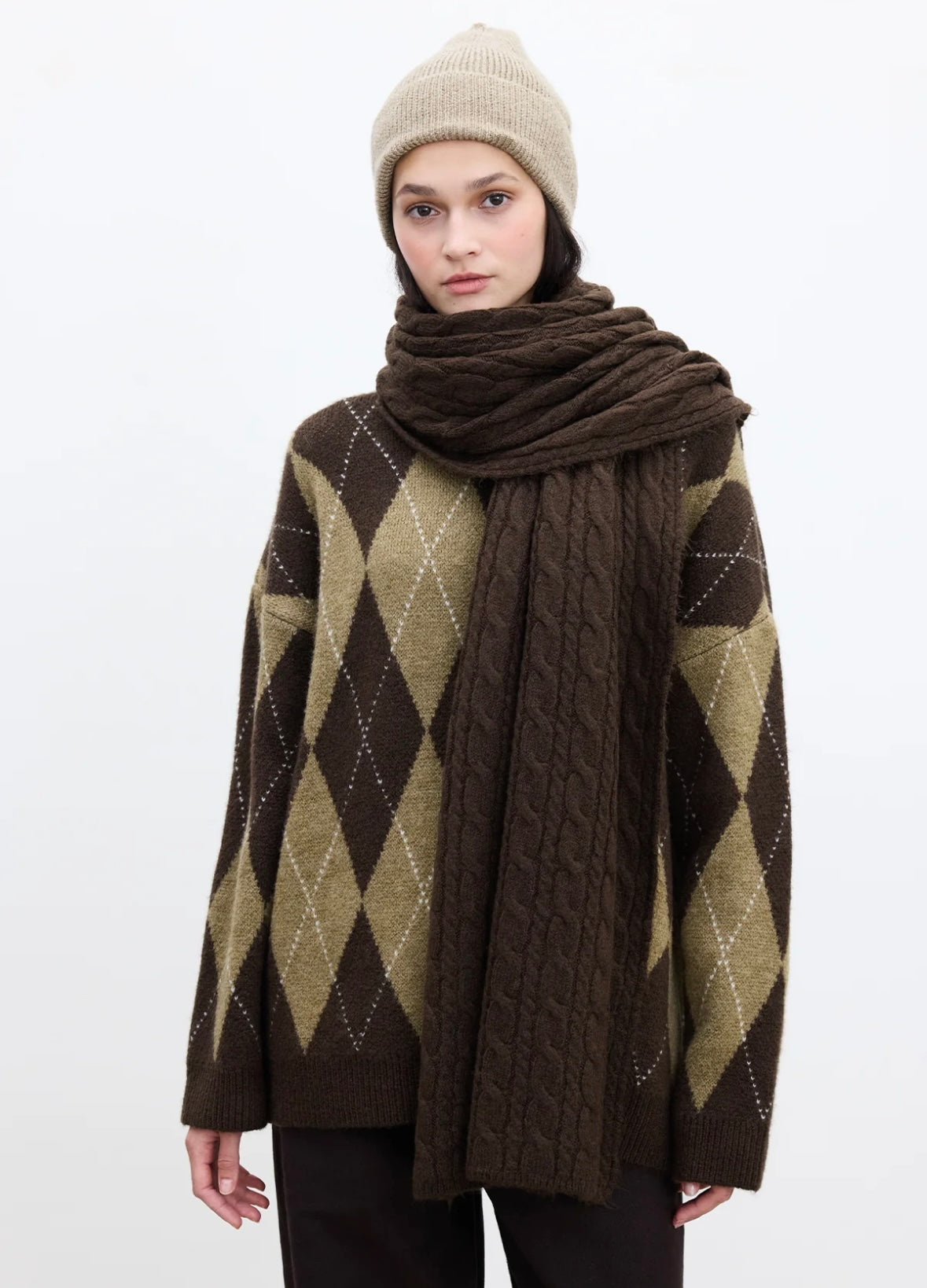 MANUKA - geflochtener Schal Braun