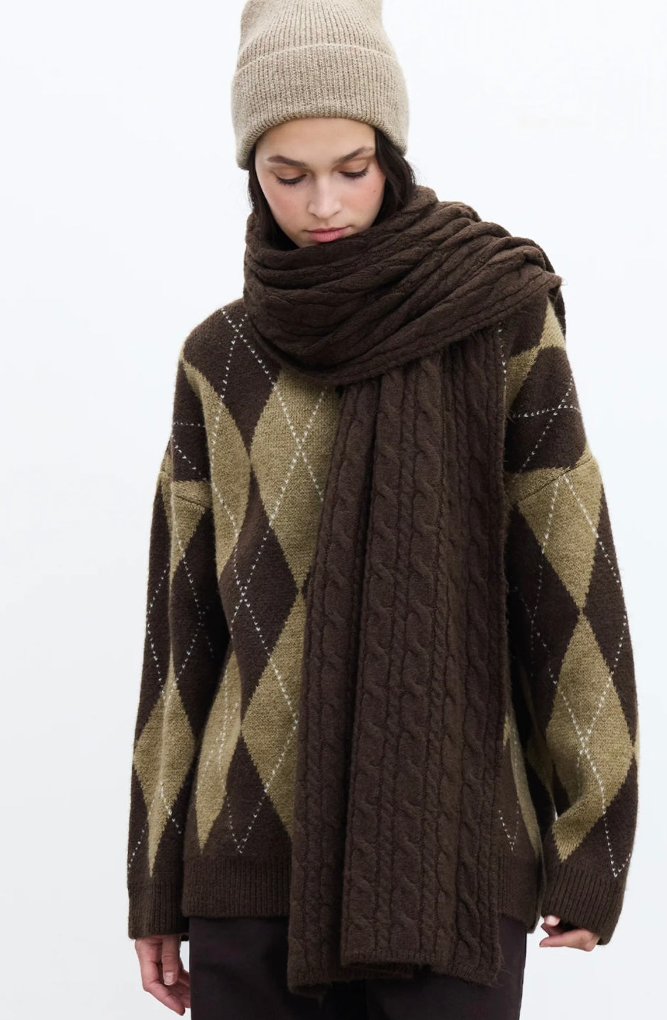 MANUKA - geflochtener Schal Braun