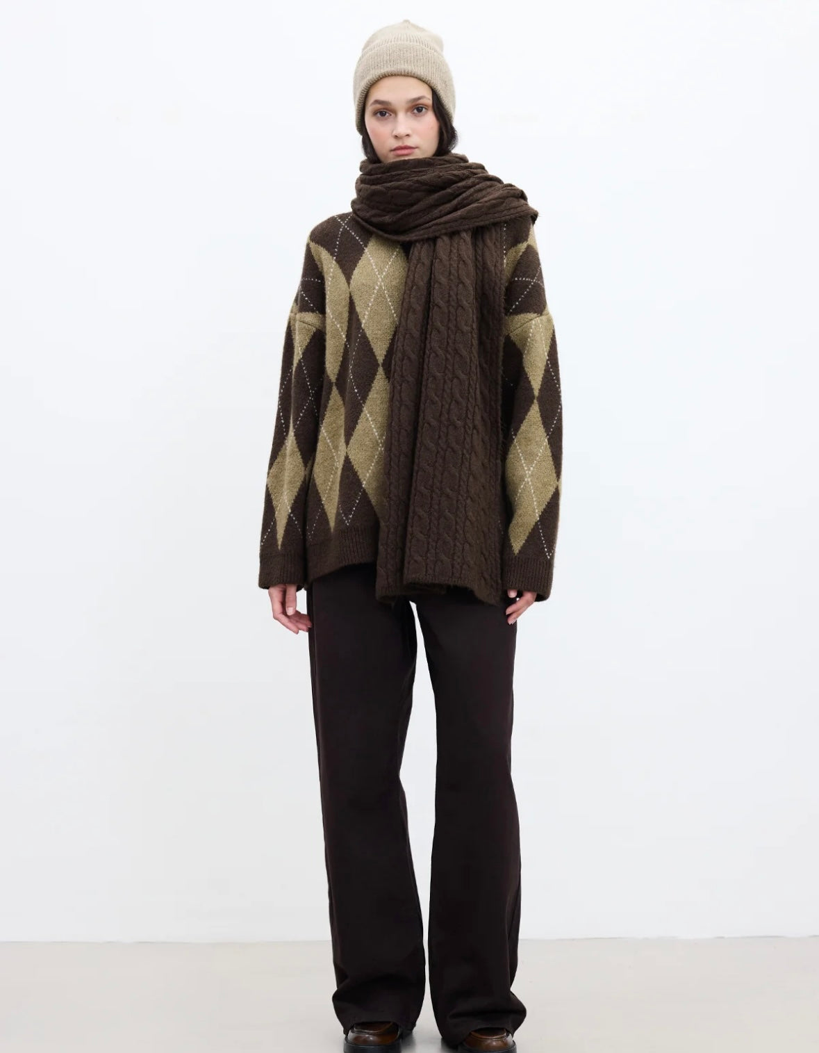 MANUKA - geflochtener Schal Braun