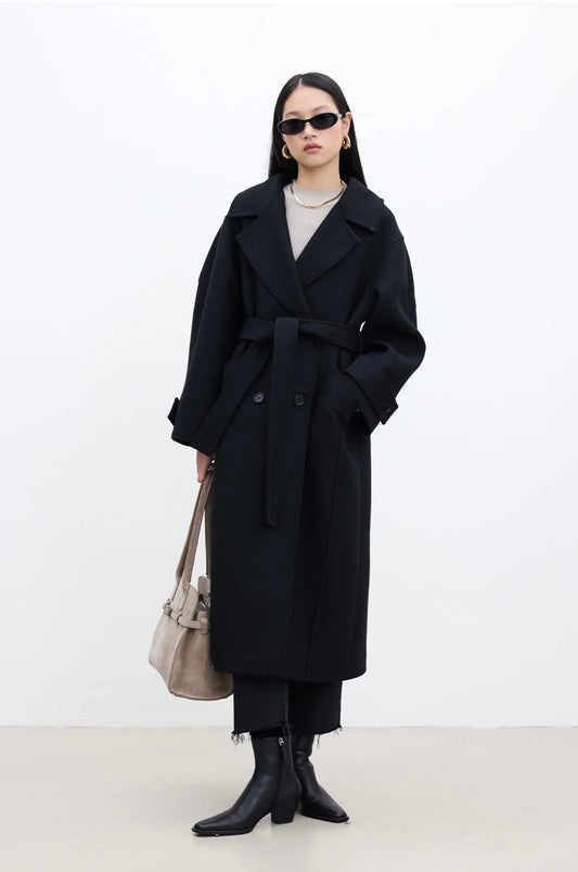 MANUKA - Wollmantel Schwarz