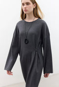 MANUKA - Strickkleid mit knopfdetail Antrazit