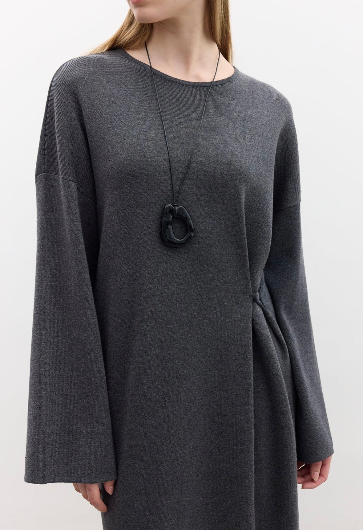 MANUKA - Strickkleid mit knopfdetail Antrazit