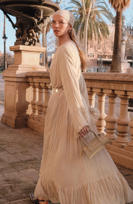 MANUKA - Crush Plissee Kleid Grün