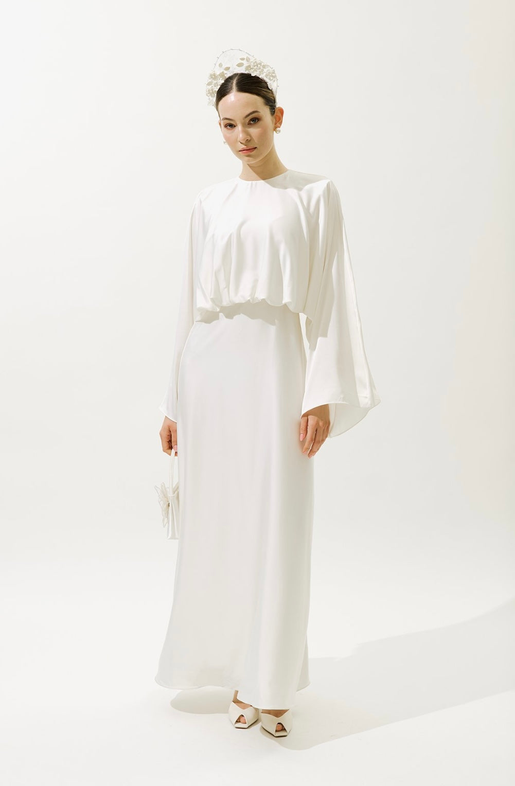 MANUKA - Adele Satin Abendkleid Weiß