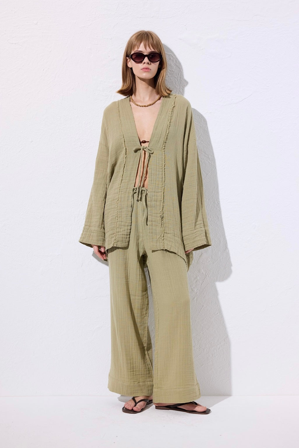 MANUKA - Musselin Kimono Grün