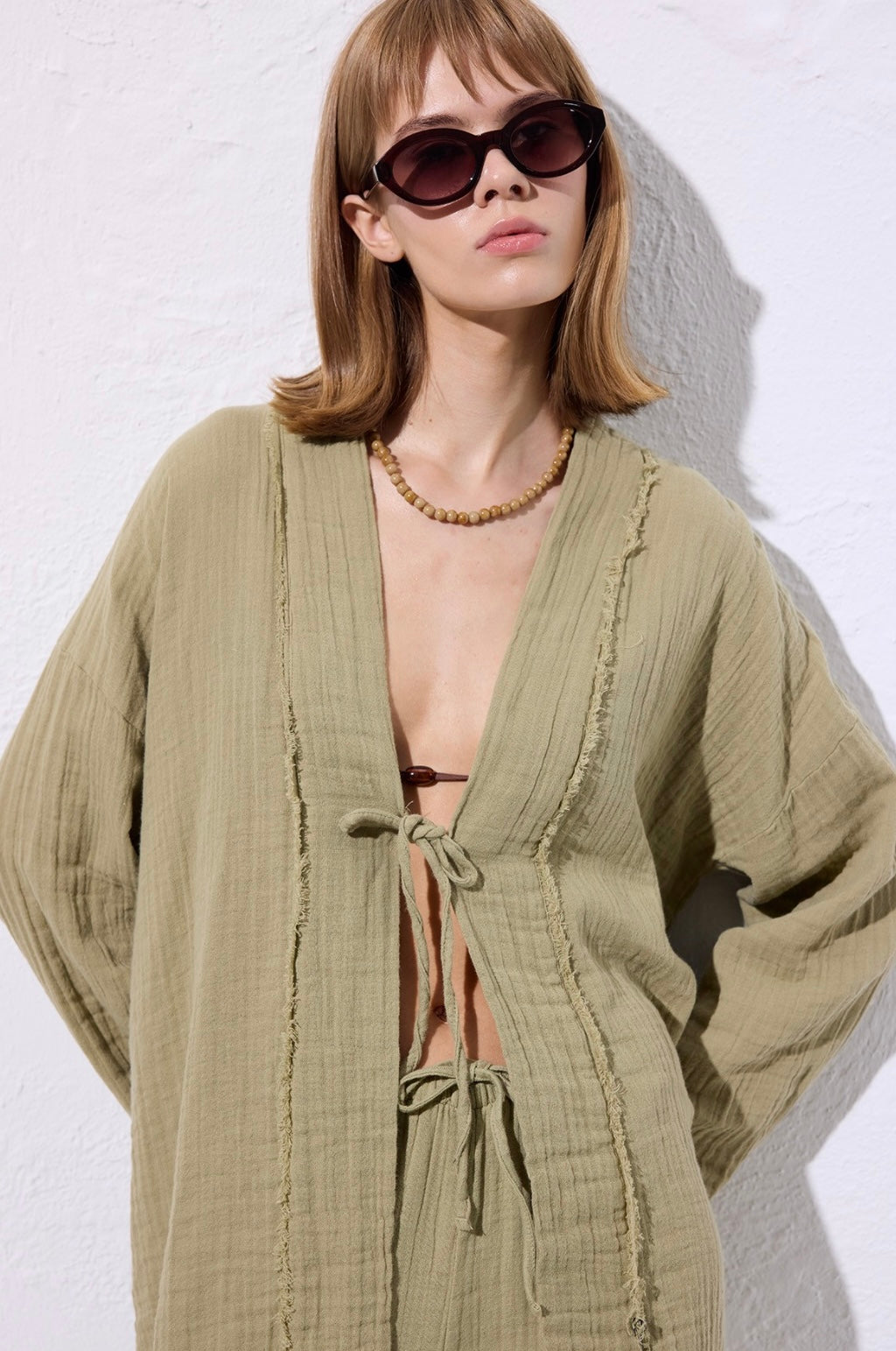 MANUKA - Musselin Kimono Grün