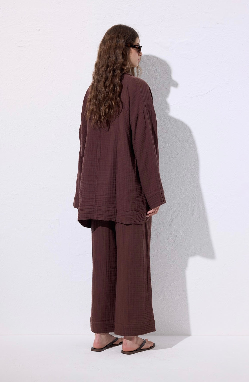 MANUKA - Musselin Kimono Schokobraun