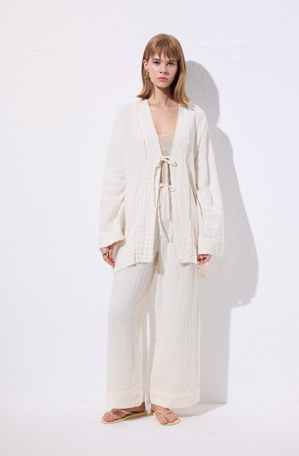 MANUKA - Musselin Kimono Ecru