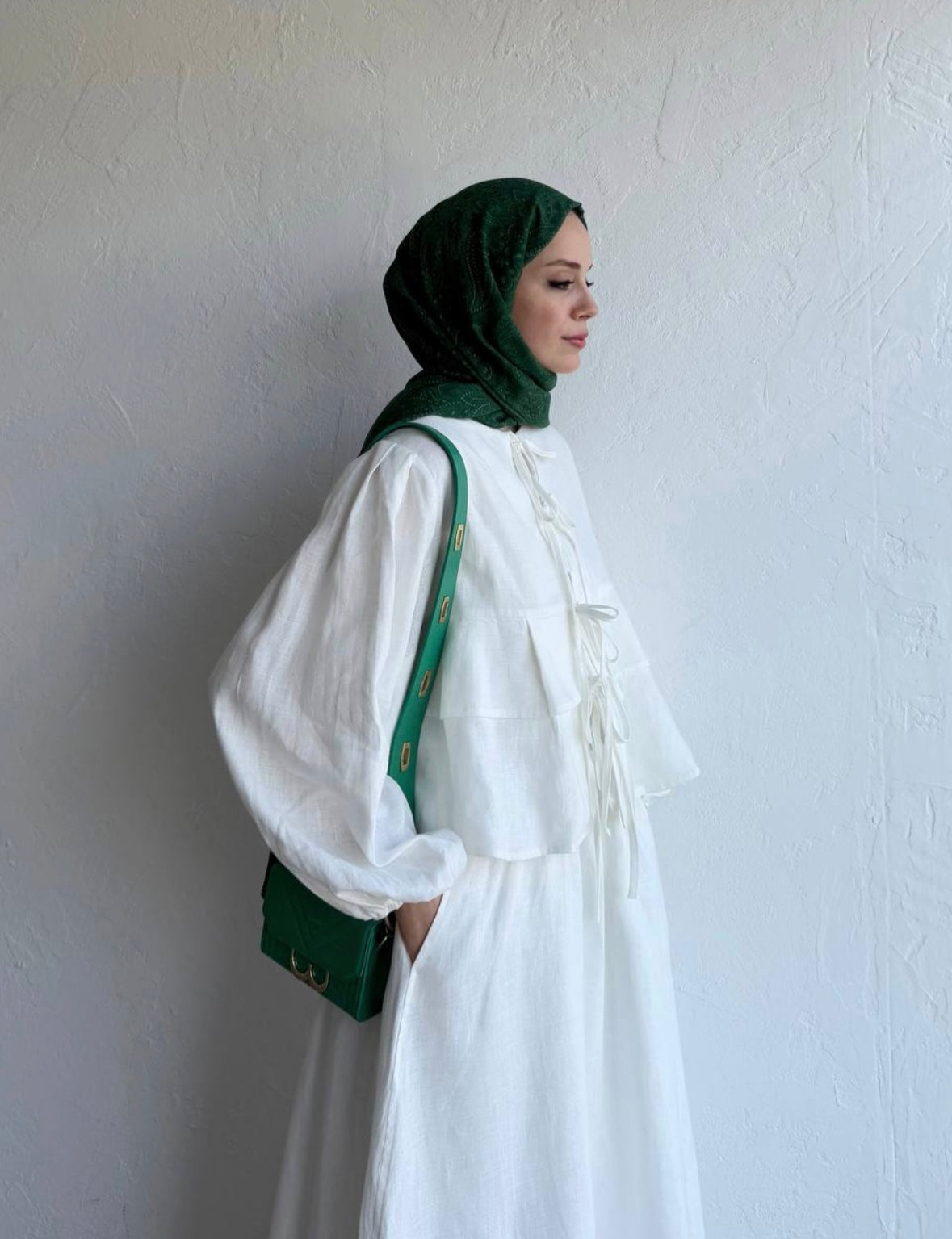 MOCA - Leinen Bluse mit Schleifen Detail