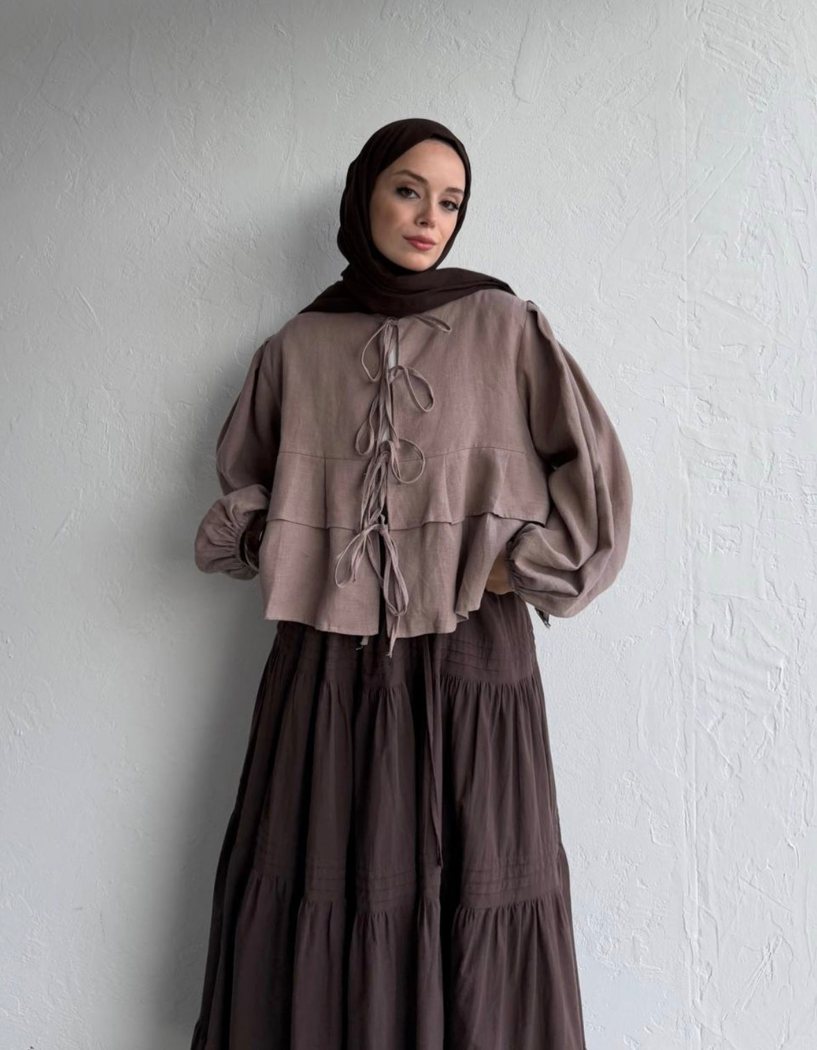 MOCA - Leinen Bluse mit Schleifen Detail