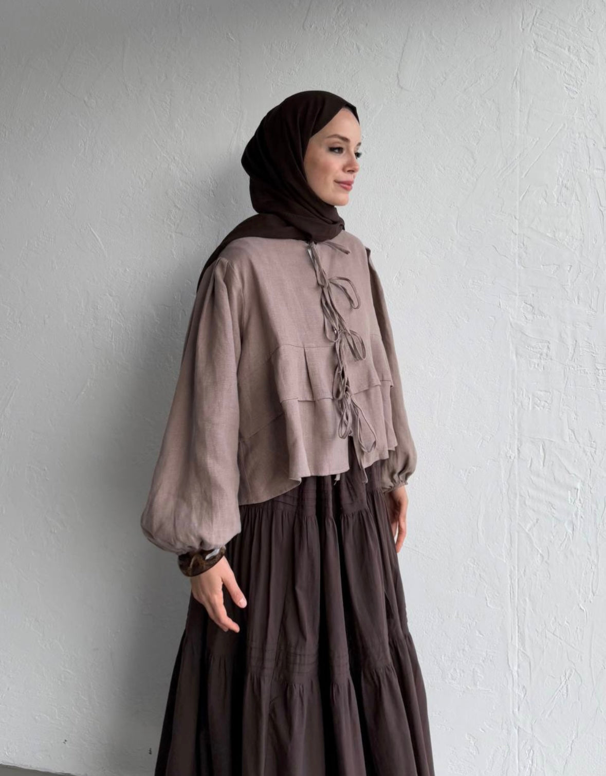 MOCA - Leinen Bluse mit Schleifen Detail