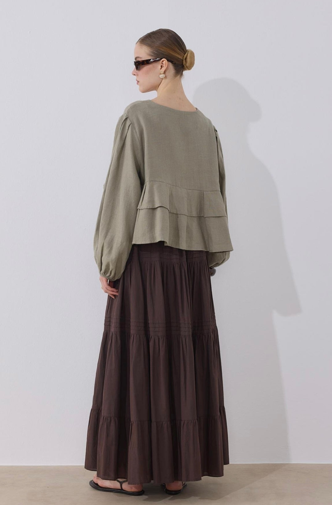 MOCA - Leinen Bluse mit Schleifen Detail
