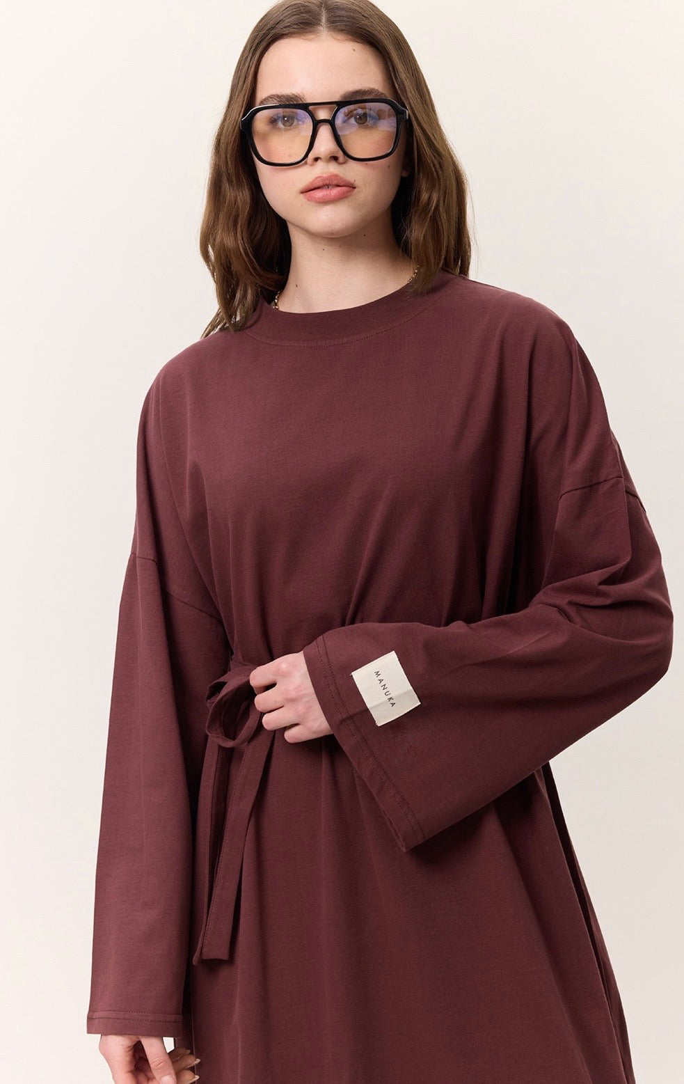 MANUKA - Oversize Kleid Bordo