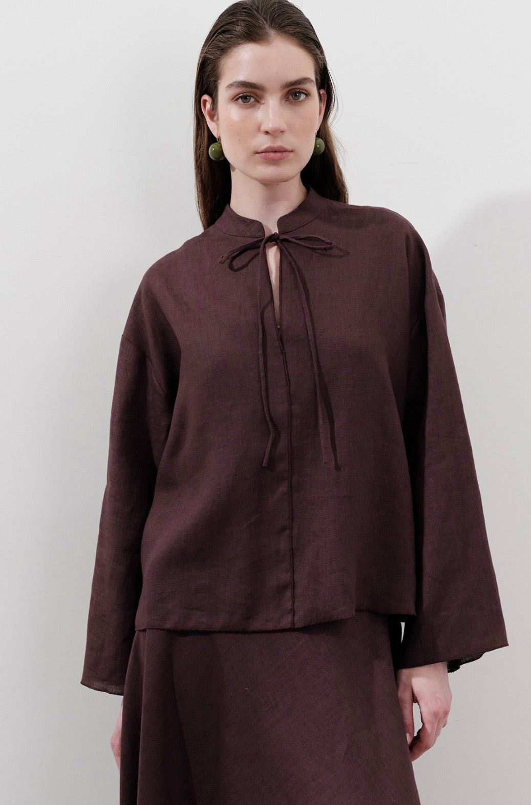 MANUKA - Leinen Bluse Bordo