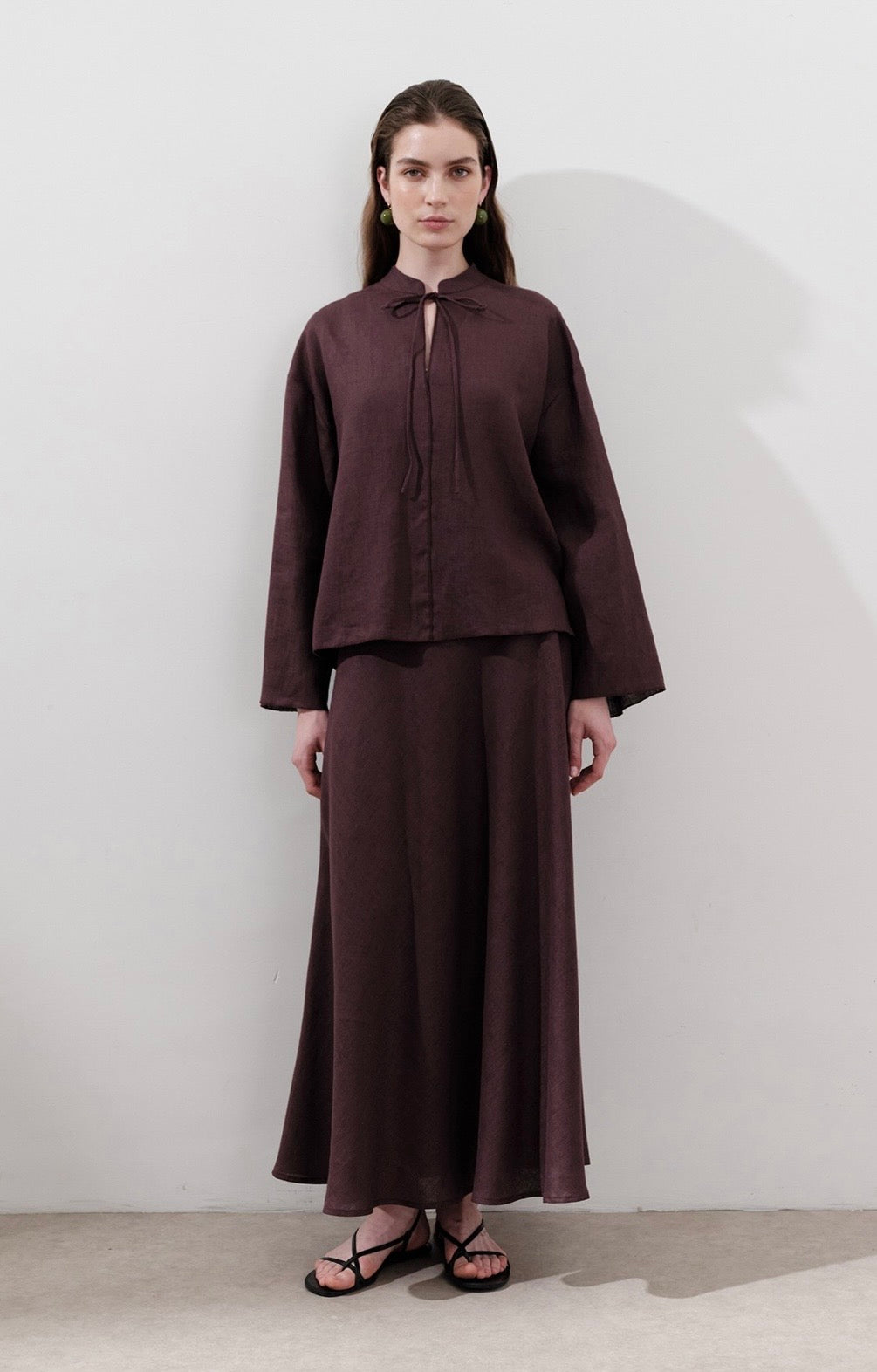 MANUKA - Leinen Bluse Bordo