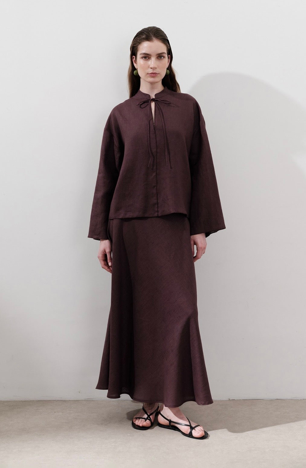 MANUKA - Leinen Bluse Bordo
