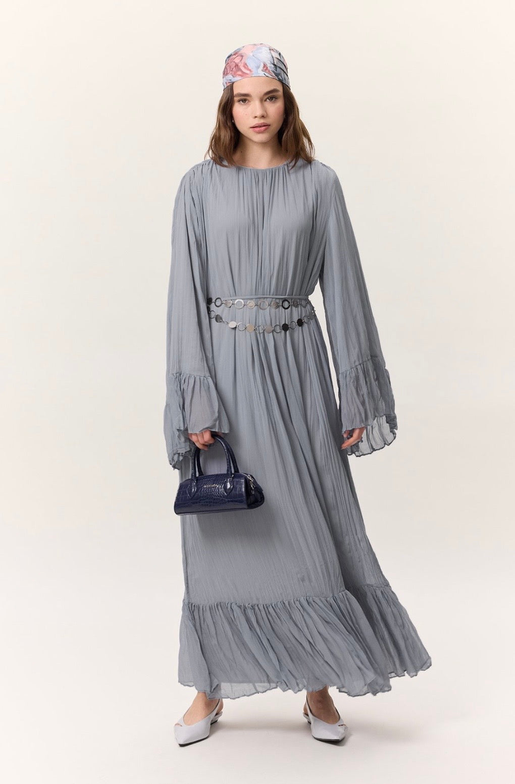 MANUKA - Crush Plissee Kleid Blau