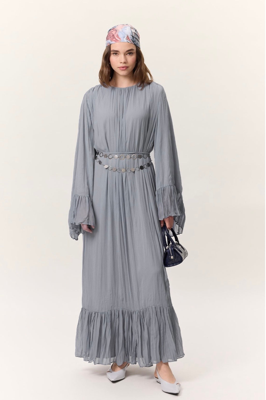 MANUKA - Crush Plissee Kleid Blau