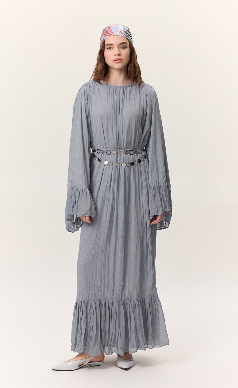 MANUKA - Crush Plissee Kleid Blau